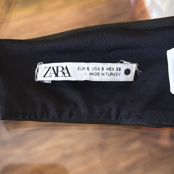 ZARA black leather strappy lace up bandeau v-cut halter crop top size small - Picture 11 of 13